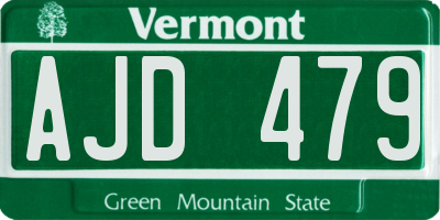 VT license plate AJD479