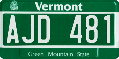 VT license plate AJD481