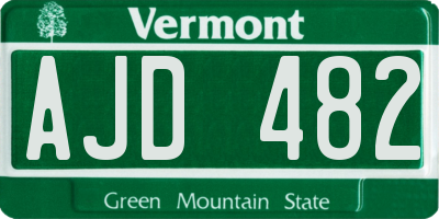 VT license plate AJD482