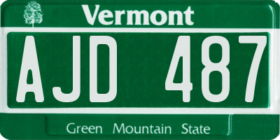 VT license plate AJD487