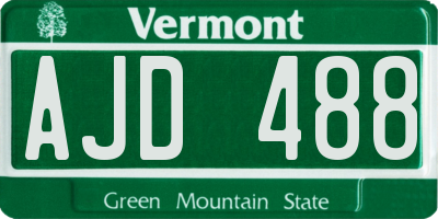VT license plate AJD488