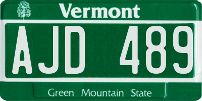 VT license plate AJD489