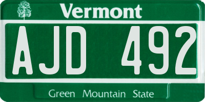 VT license plate AJD492