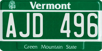 VT license plate AJD496