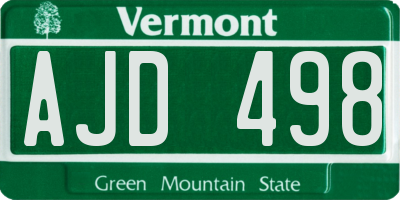 VT license plate AJD498