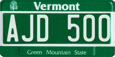 VT license plate AJD500