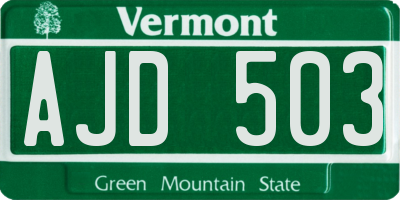 VT license plate AJD503