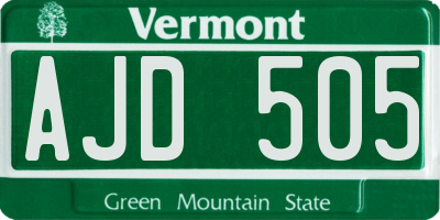 VT license plate AJD505