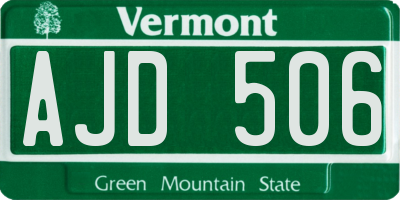 VT license plate AJD506