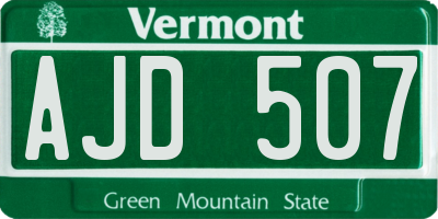 VT license plate AJD507