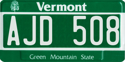 VT license plate AJD508