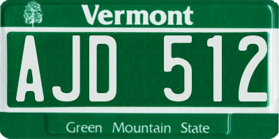 VT license plate AJD512