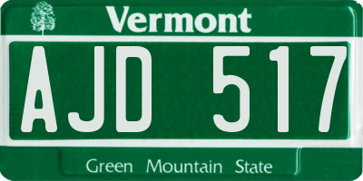 VT license plate AJD517