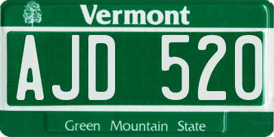 VT license plate AJD520