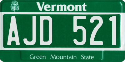 VT license plate AJD521