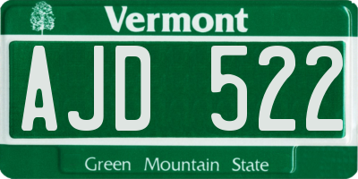 VT license plate AJD522