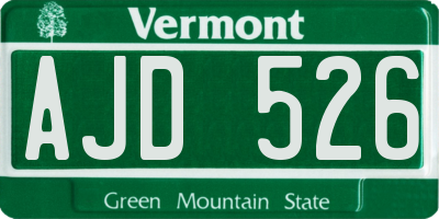 VT license plate AJD526