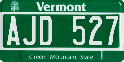 VT license plate AJD527