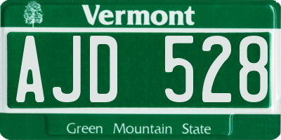 VT license plate AJD528