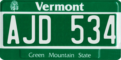 VT license plate AJD534