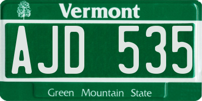 VT license plate AJD535