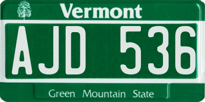 VT license plate AJD536