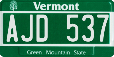 VT license plate AJD537