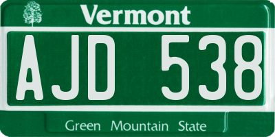 VT license plate AJD538