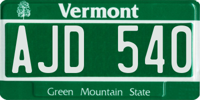 VT license plate AJD540