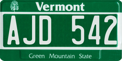 VT license plate AJD542