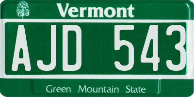 VT license plate AJD543