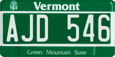 VT license plate AJD546