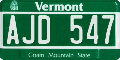 VT license plate AJD547