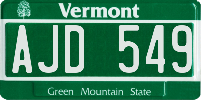 VT license plate AJD549