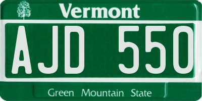 VT license plate AJD550