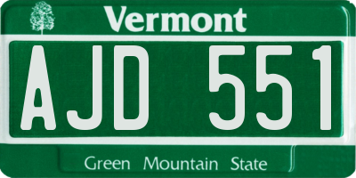 VT license plate AJD551