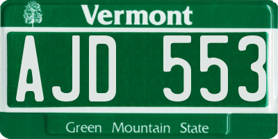 VT license plate AJD553