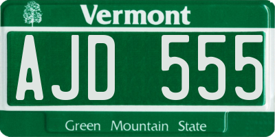 VT license plate AJD555
