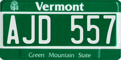 VT license plate AJD557