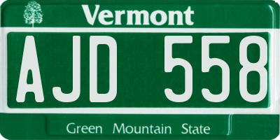 VT license plate AJD558