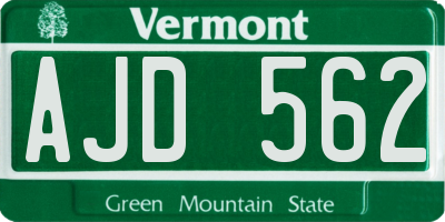 VT license plate AJD562