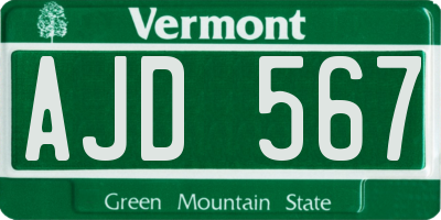 VT license plate AJD567