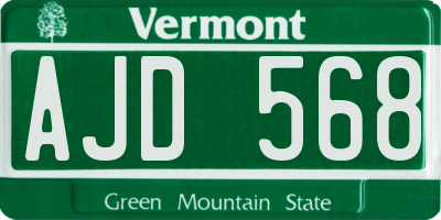 VT license plate AJD568