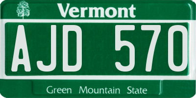 VT license plate AJD570