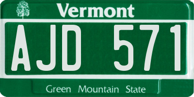 VT license plate AJD571