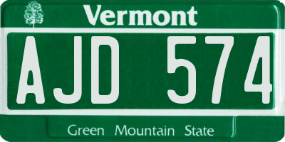 VT license plate AJD574