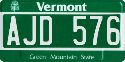 VT license plate AJD576