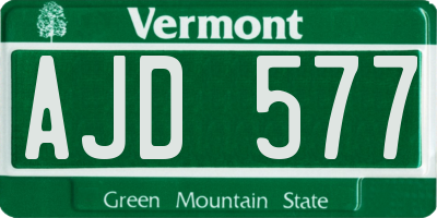 VT license plate AJD577