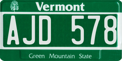 VT license plate AJD578