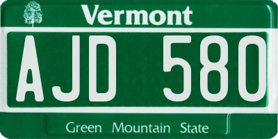 VT license plate AJD580